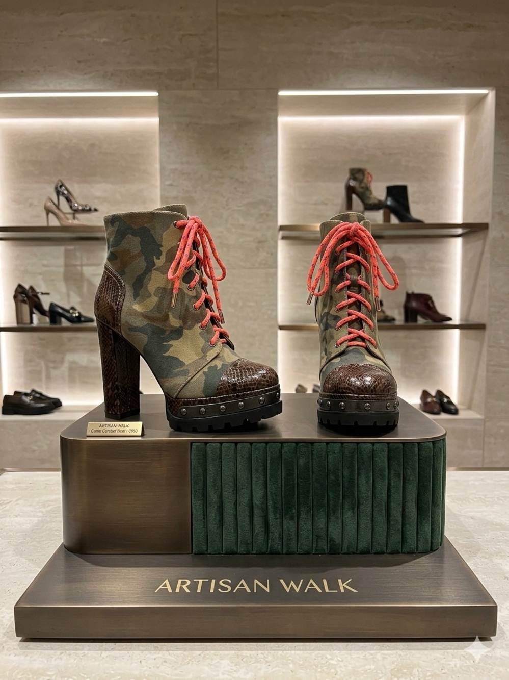 BNIB Jessica Simpson Irella Camo Suede Platform Combat Boots - Size 6M